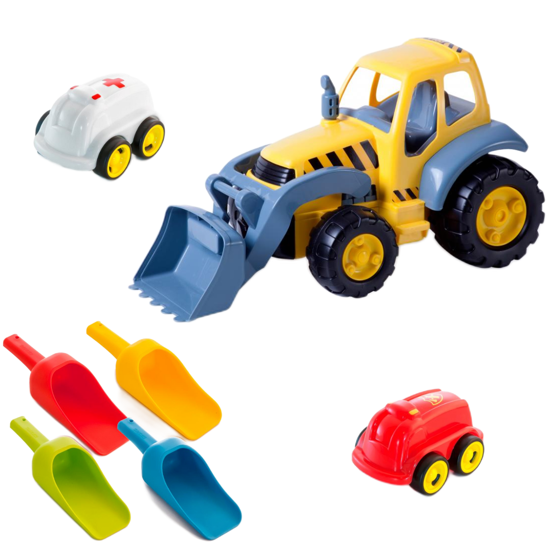 Autá, hračky do piesku a dopravné značky