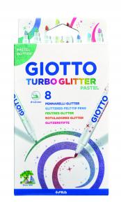 GIOTTO Turbo Glitter Pastel fixky, 8 farieb