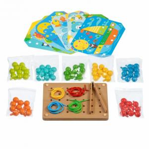 Montessori drevený hračkársky set - Mozaika s pinzetou a vyšívanie