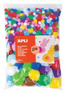 POM-POM guľky, jumbo pack, mix veľkostí a farieb – 500 ks