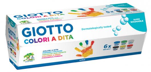  Giotto prstové farby sada, 6 x 100 ml